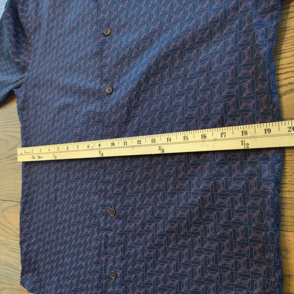 Ted Baker London Men’s Shirt 4 Sz L Blue Pink Matlock Moth print Button Front - Picture 10 of 15